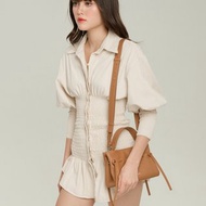 Drawstring genuine leather Crossbody bag