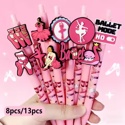 8pcs/13pcs Exquisite Ballet-Themed Creative Signing Pens, Printed Stationery Pens with Ballet Elemen