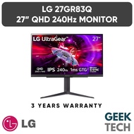 LG 27" UltraGear 27GR83Q QHD 1ms 240Hz IPS Gaming Monitor with NVIDIA G-SYNC Compatible