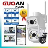 GUOANVISION CCTV Camera 8MP WiFi Outdoor Dual Lens 360° PTZ IP Camera Waterproof HP Connect