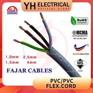 1.0mm 1.5mm 2.5mm 4mm x 4Core PVC/PVC FLEXIBLE CABLE (Grey) Pure Copper Cable 300/500V Kabel Sirim w