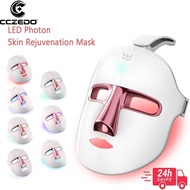 CCZedo Rechargeable LED Photon Beauty Mask 7 Color Light Therapy Skin Rejuvenation Facial Care Mask