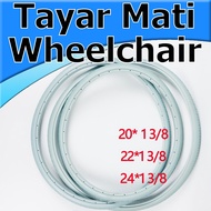 16 20 22 24 x1 3/8 saiz Wheelchair PU Tyre Tire Tayar Mati Kerusi Roda Solid inch OKU 16 X 1.75 Durable Polyurethane