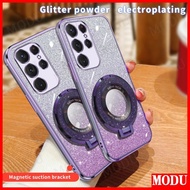 Casing Luxury Electroplated Magnetic Bracket Phone Case Samsung Galaxy S23 Ultra S23 FE S23+ S23 S22