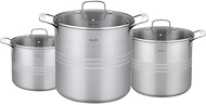 Valore 3 pc Stainless Steel Stock Pot Set - 12, 16 & 24 qt - 5-ply Canning Pots with Brushed Stainle