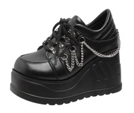 黑色厚底鞋 日系 地雷系