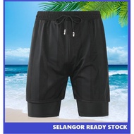 Selangor Men Swim Trunks Double-Layer Comfortable Breathable Quick Dry Large Size Loose Adult Swim T