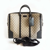 Gucci古馳 老花拼黑色電腦公事包 公文包手提包 肩背包