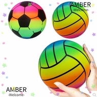 AMBER Rainbow Beach Ball, Thickened 22cm Inflatable Beach Ball, Durable Giant PVC Summer Water Ball Kids