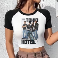 Tokio Hotel cropped top shoujo gyaru harajuku japanese party japan tshirt gyaru vintage meme gothic 