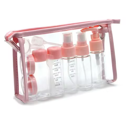 11pcs Travel Refillable Bottle Kit Portable PP Plastic Essence Shampoo Lotion Body Wash Container Po