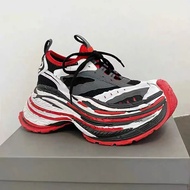 Ningluo Rose Pink Thick Bottom Heightening 8.5cm Dad Shoes Women 2024 Summer New Style round Toe Lea