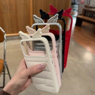 iPhone 17 Pro Max Casing Premium Solid Color Leather Down Jacket Wings Shock-Resistant Suitable For 