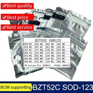 BZT52C SOD-123 3V 3V3 4V7 5V1 5V6 7V5 8V2 9V1 10V 12V 15V 16V 18V 20V 24V 30V 28 Value Kits Voltage 