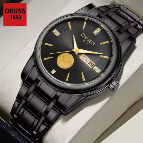 ORUSS Original High-end Luxury Men's Watch Business Wristwatches Stainless Steel Waterproof Quartz L