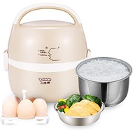 [5290] Mini Electric Cooker, 4 in 1 Multi-Function Portable Rice Cooker Steamer Slow Cooker Warmer 1.3L Stainless Steel