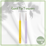 [Piccasso] Round Tip Tweezers 2 colors/Eyebrow Grooming Tweezers Eyelash Styling Tweezers