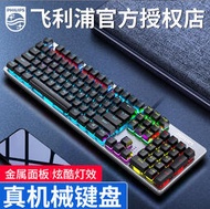 飛利浦8404機械鍵盤 電競青軸家用RGB背板燈光游戲有線機械鍵盤