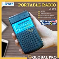 WIRATA Portable Radio Mini FM AM Loud Speaker Small Radio Kecil Radio Camping redio AA Battery Headphone Jack