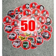 Combo of 50 small stamps Truck, Passenger Car, Golden Bee, Michelin, Waving Old Man, Car Love Club, 