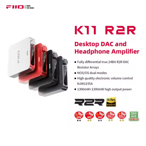 FiiO K11 R2R DAC and Headphone Amplifier for Home Audio or PC, 6.35mm and Balanced 4.4mm, RCA, Coaxi