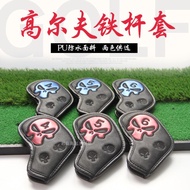 New Golf Iron Cover Golf Club Head Cover Iron Protective Cover Skull Embroidered PU Waterproof Mater