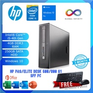 (Refurbished) Bajet PC HP Pro/Elite Desk 600 - 800 G1 SFF / i5-4th Gen / 4GB Ram / 250GB HDD / Win 1