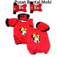 DR202>> 5 in 1 Car Pillow Complete set with Minnie Mouse motif