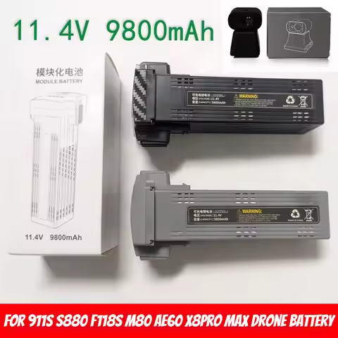 11.4V 9.8Ah RC Drone Battery for 911S S880 F118S M80 AE60 X8Pro Max Replacement Smart Lithium Batter