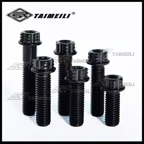 TAIMEILI 1PCS Titanium alloy screw plum head flange screw blackM6x20-40/M8x20 -40mmP 1.25/M10x25-70m