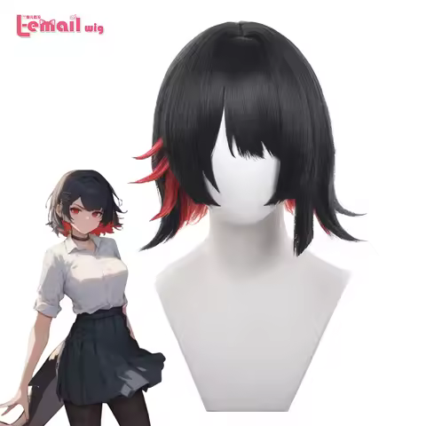 L-email wig Synthetic Hair Game Zenless Zone Zero Ellen Joe Cosplay Wigs 35cm Short Black Mixed Red 