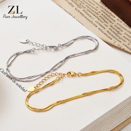 Italian S925 Silver Aurora Octagon Snake Chain Single Double Layer Bracelet Women T138