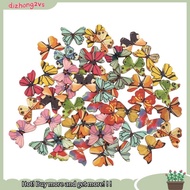 [dizhong2vs]50Pcs 2 Holes Mixed Butterfly Wooden Button Sewing Scrapbooking DIY Craft