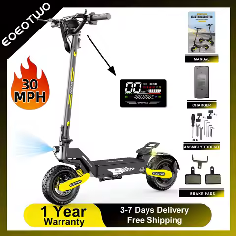 EOEOTWO Electric Scooter for Adults 1200W Off Road E Scooter 30MPH Fast Up to 40Miles Range 11" Tube