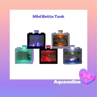 Betta Tank 2nd Generation LED Betta Tank Mini Block Tank Breeding Box Bekas Ikan Laga Fish Tank Aquarium Tank