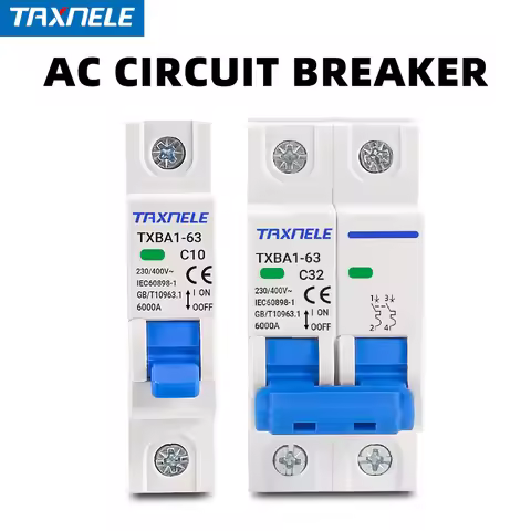 AC MCB 1P 2P 230V 400V 6KA Mini Circuit Breaker Air Switch 6A 10A 16A 20A 32A 40A 50A 63A Overload S