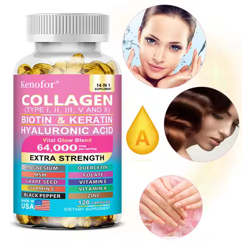 Kenofor Collagen 1000mg with Biotin 10,000mcg, Keratin Hyaluronic Acid Vitamin C Healthy Formula Die