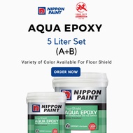 Nippon AQUA EPOXY Water Base FloorShield (WHITE/COLOUR) 5Lset A+B EA4/Korepox 509/Cat Lantai/地下漆 /Floor Paint(Song Fatt)
