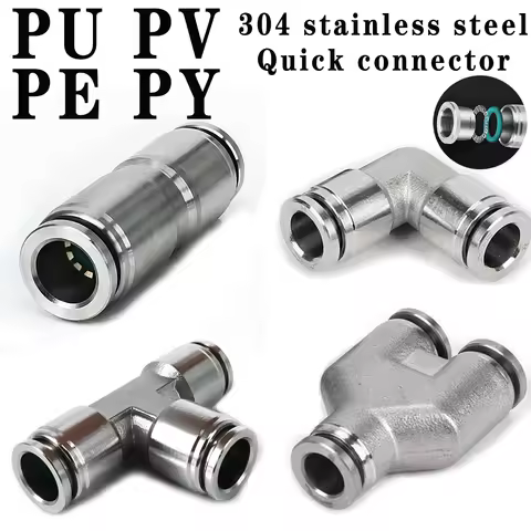 304 stainless steel metal pneumatic quick coupling PU PV PE PY trachea hose 4 6 8 10 12 14 high pres