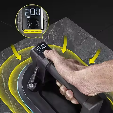 200KG Load Industrial Grade Electric Vacuum Suction Cup Heavy Duty Granite Tile Glass Lifter 1800mAh