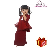 Baju Raya kurung baby girl [Peplum Lacey + [Maroon]