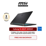 MSI Cyborg 15 A12VF-2091MY Gaming Laptop (i7-12650H/8GB*2 DDR5/1TB SSD/RTX 4060/15.6" FHD/W11H/2YW)