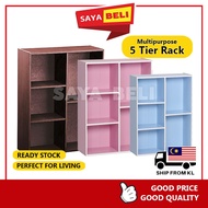 5 Tier Bookshelf Wooden Rack/Multipurpose Cabinet Storage Book Shelf/Rak Buku Almari Kayu/Home Furniture DIY Ready Stock