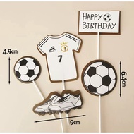 Soccer Series Birthday Cake Decor Toppers - Jersey Cleats Soccer + HAPPY BIRTHDAY Topper