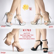 YKshoes 1763 heels 13cm stiletto heels strappy heels black gold silver