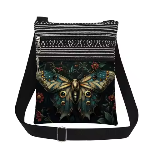Bohemian-style Moth Unisex Crossbody Bag Adjustable Strap Men's Crossbody Bag Women's Outdoor Should