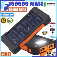 ⭐Ready⭐Original 100000mAh Solar Power Bank waterproof compass PowerBank Strong Flashlight Torch