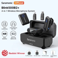 Saramonic Blink500B2 + ไมโครโฟนไร้สายระบบไมโครโฟนดิจิตอลขนาดเล็ก 4 ใน 1 สำหรับกล้องคอมพิวเตอร์ IPhon