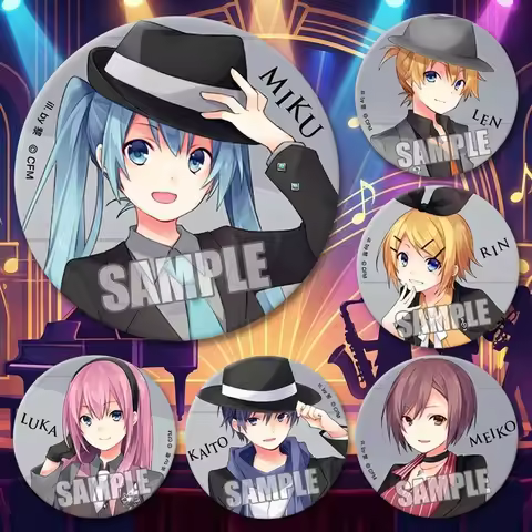 Anime Badge Pin Hatsune Miku Kagamine Rin Len Megurine Luka KAITO MEIKO Vocaloid Character Brooch Ac