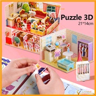 LAKOE Puzzle 3D Rumah DIY 3D House Puzzle Kids Creative Play House Interior  Educational Toy
